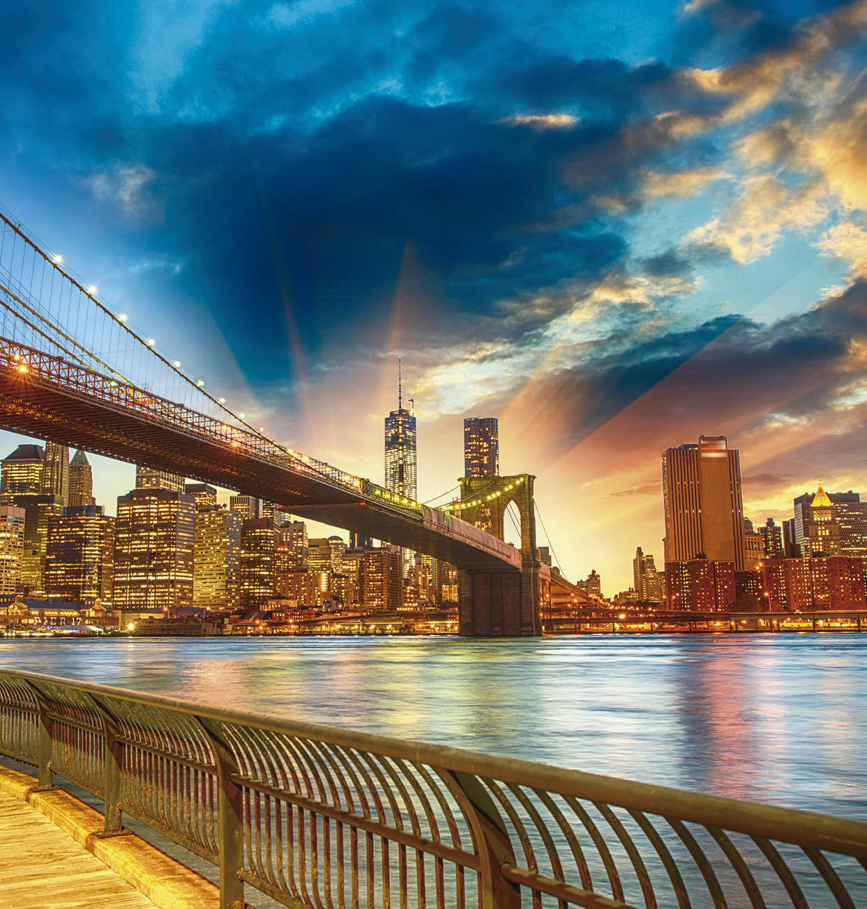 Manhattan, New York City. Spectacular sunset city view.