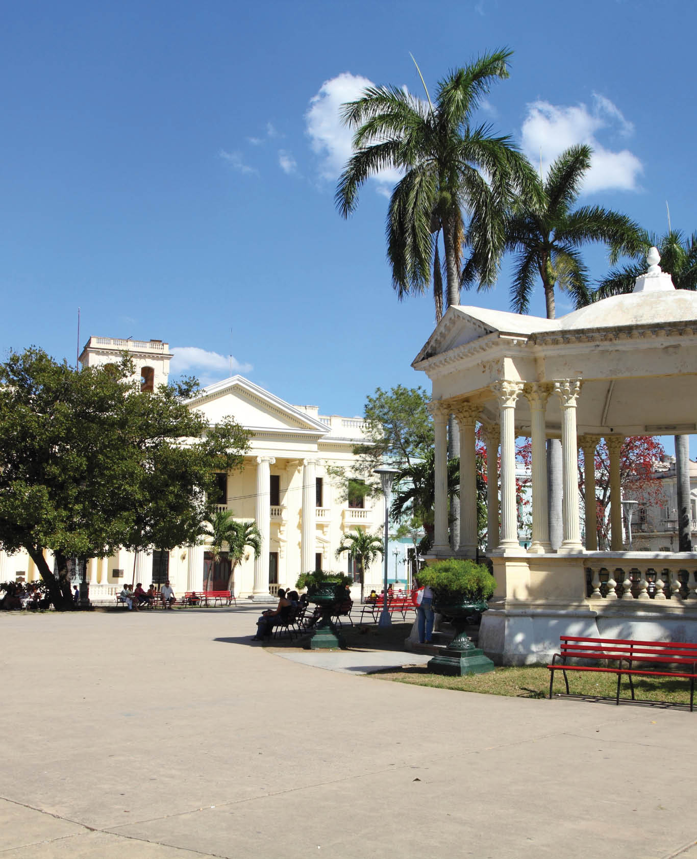 Main Square in Santa Clara, Cuba. Palm trees.