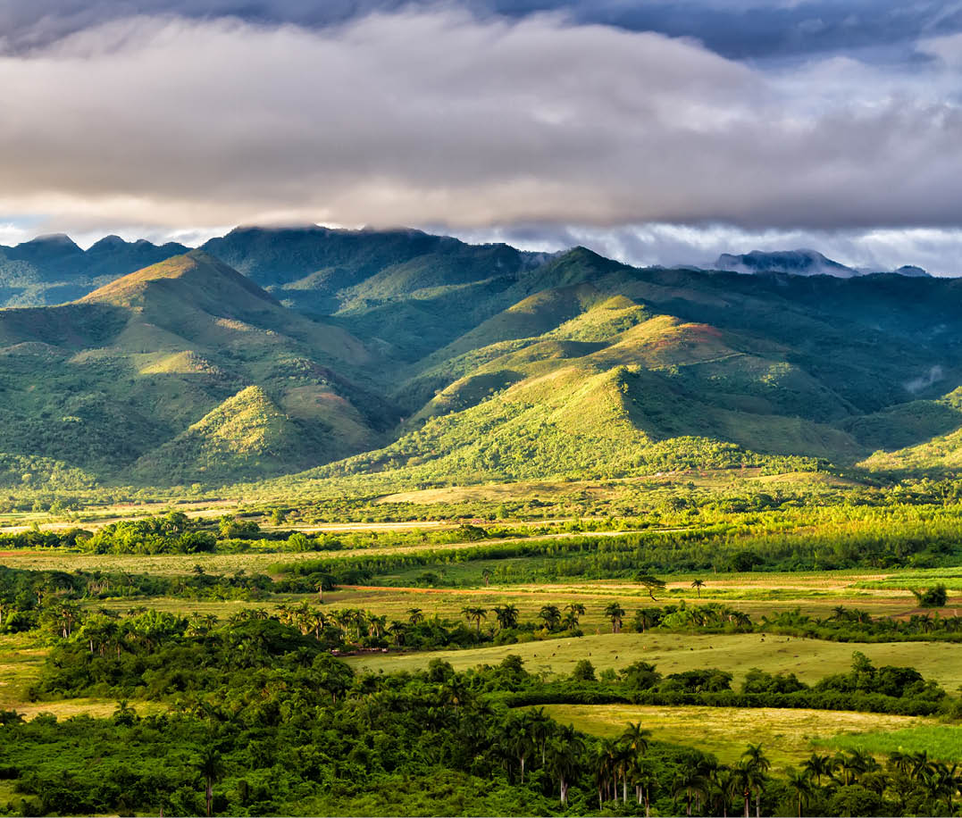 Valle de los Ingenios (Valley sugar mills) in Cuba, a famous tourist destination and a major sugarcane growing area. Trinidad 