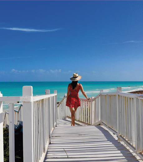 Tourist enjoying the beach life in the Caribbean, Cayo Santa Maria