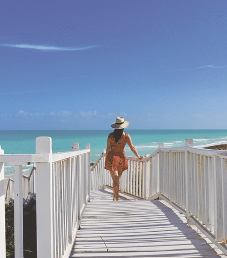 Tourist enjoying the beach life in the Caribbean, Cayo Santa Maria