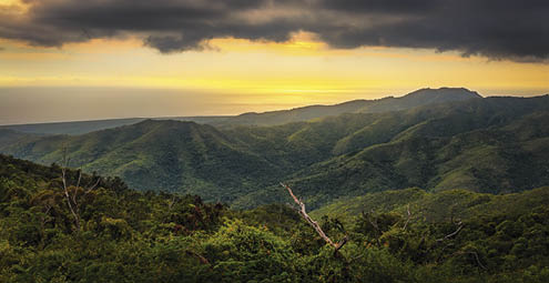 Sunset over the national park Topes de collantes, Cuba